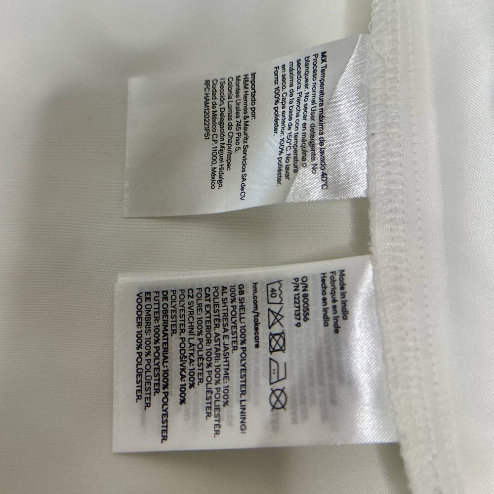 H&M Girls White Puff-Sleeve Dress – Satin Look - Picture 8 of 8